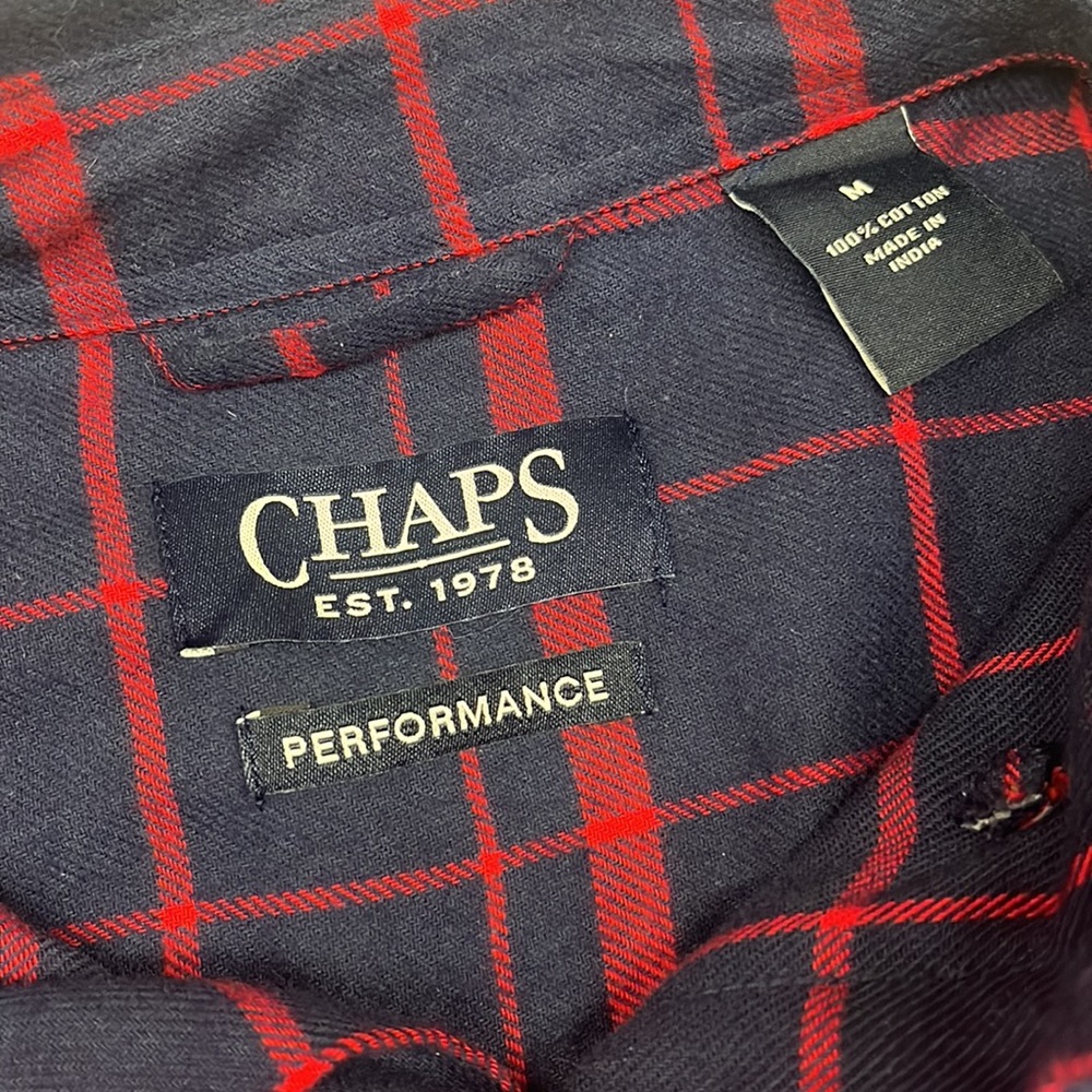 Chaps Performance Button Down Flannel- Size Medium - image 6